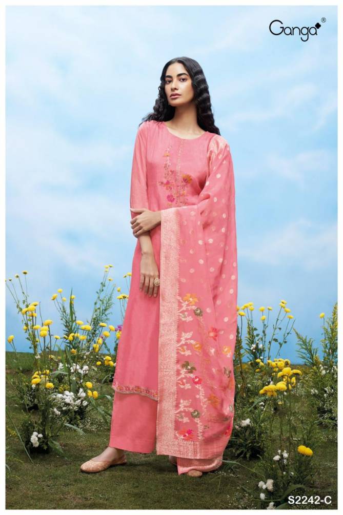 Aspyn 2242 By Ganga Heavy Organza Designer Dress Material Wholesale Online